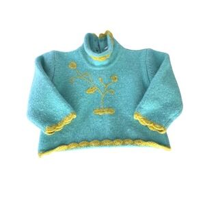 Trish Scully Child baby sweater‎ green/yellow size S